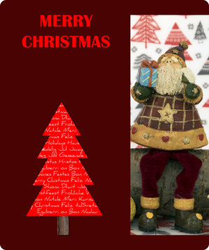 Composici&oacute;n de una tarjeta con objetos navide&ntilde;os.