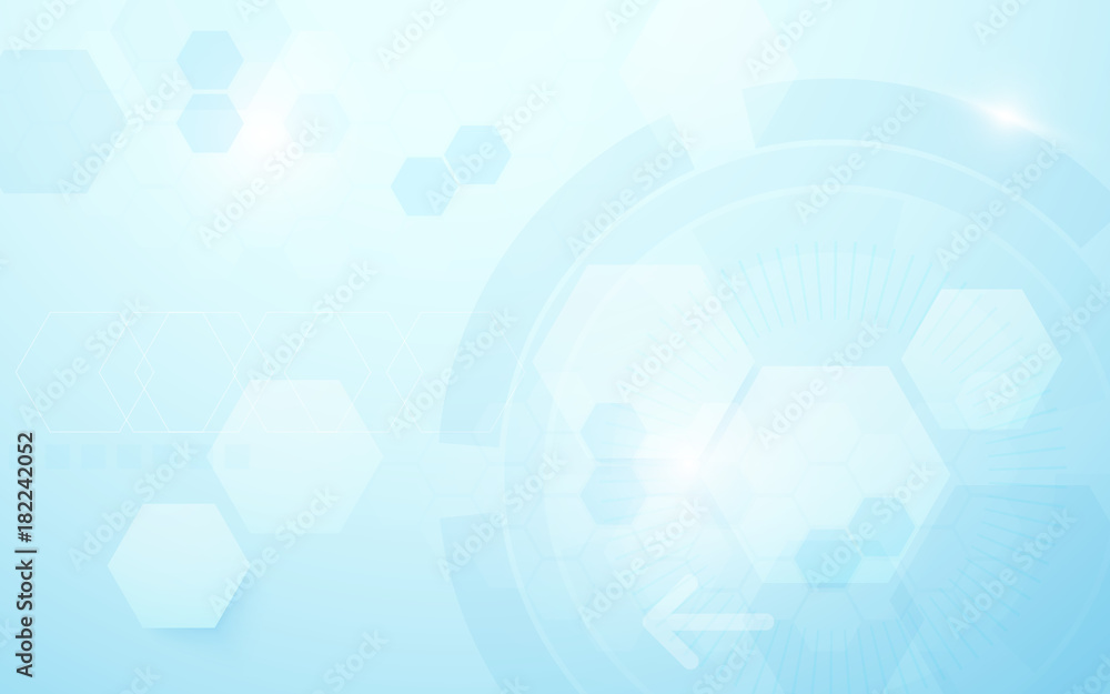 Aufkleber Abstract hexagons and circle digital technology concept background. Space for your text