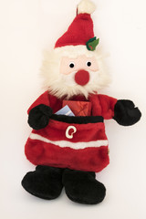 Imagen de Santa Claus con un bolsillo lleno de regalos.