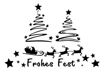 Weihnachtskarte BAum und Hirsche