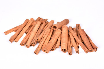 Isolated cinnamon on white background.Cinnamon sticks.Spices for coffee.