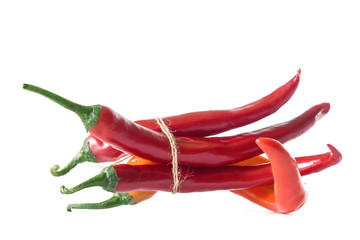 a few red spicy chili peppers