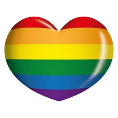 Icon or symbol of a rainbow heart, LGBT community, gay flag. Ideal for informational and institutional related to love and prejudice