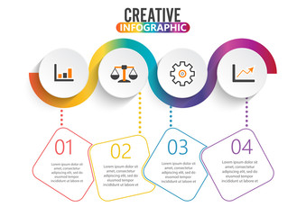 Infographic design vector and marketing icons can be used for workflow layout, diagram, annual report, web design. Business concept with 4 options, steps or processes.