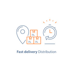 Distribution and shipping service, logistics company, express order delivery, send parcel, receive box, pick up point, time period