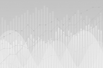 Financial data graph chart, vector illustration. Trend lines, columns, market economy information background. Chart analytics economic concept.