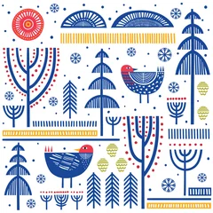 Outdoor-Kissen Folk art pattern © JuliaChudno