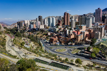 View over La Paz Bolivia Skyscrapers - obrazy, fototapety, plakaty