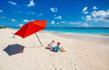 Kids at beach on Christmas