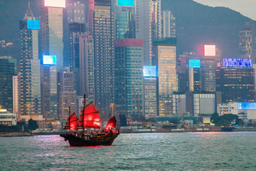 Fototapeta premium Junk boat in Hong Kong