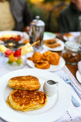 Breakfast with pancakes