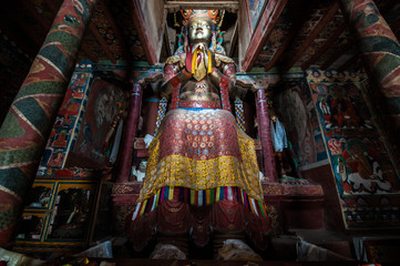 Statue inside Basgo Gompa. Leh, Ladakh