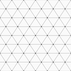 Fototapeta premium Vector monochrome seamless pattern. Geometric background with triangles. Dots connected with lines. Modern stylish texture. Repeating geometric tiles.