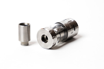 devices and accessories for vape and e-cigarette isolated on the white background