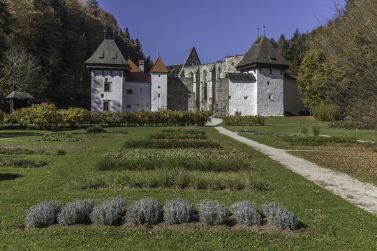 Monastery garden in front of Zice Carthusian Monastery (Charter house), Slovenia