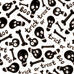 skull and bones seamless halloween pattern