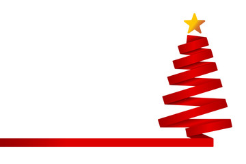 red christmas tree made from ribbon
