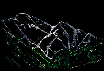 Mountains from circles on a black background