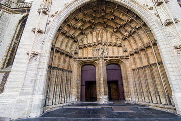 Fototapeta premium GHENT, BELGIUM - November, 2017: Church and Architecture of Ghent city center. Ghent is medieval city and point of tourist destination in Belgium.