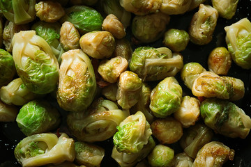Tasty fried Brussels sprouts, closeup