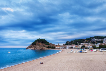 Beach in Resort Town of Tossa de Mar in Catalonia, Spain