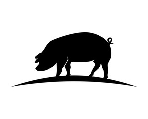 Black Animal Pig Illustration Logo Silhouette