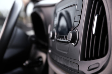 Fototapeta na wymiar Modern car radio, closeup
