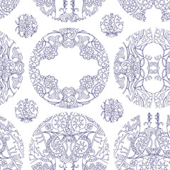 Seamless  lace pattern.  snowflakes with different size