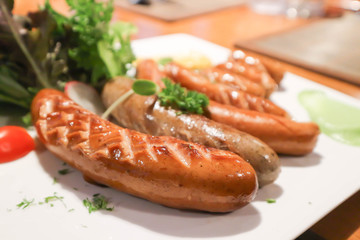 beef sausage and pork sausage