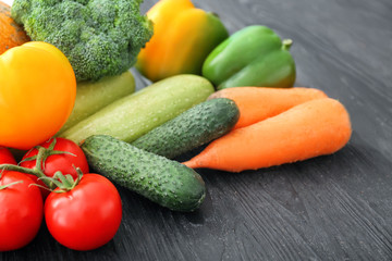 Fresh vegetables on wooden table