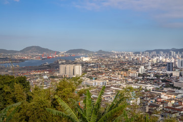 Aerial view of Santos City and Port of Santos - Santos, Sao Paulo, Brazil