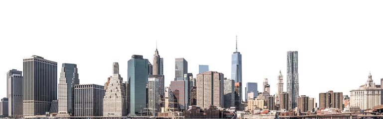 Photo sur Plexiglas construction de la ville One World Trade Center et gratte-ciel, immeuble de grande hauteur dans le Lower Manhattan, New York City, fond blanc isolé avec un tracé de détourage