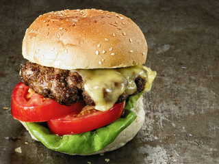 rustic american hamburger
