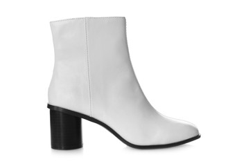 Stylish female boot on white background