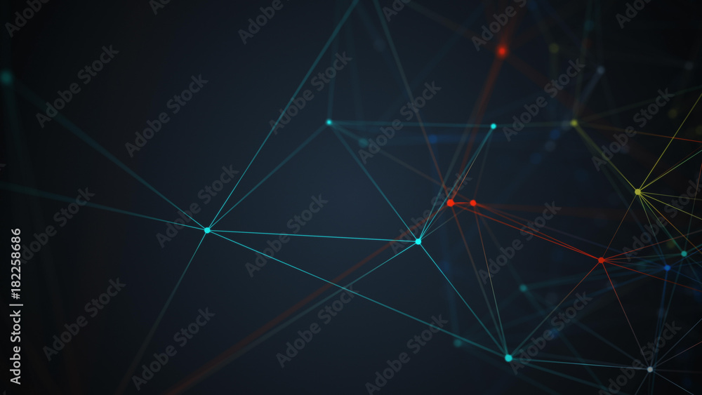 Poster abstract polygonal space low poly dark background with connecting dots and lines. connection structu