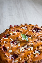 Homemade Cherry pie with almond, vertical