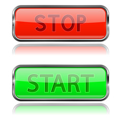 START and STOP glass buttons with chrome frame