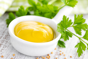 Mustard on white background