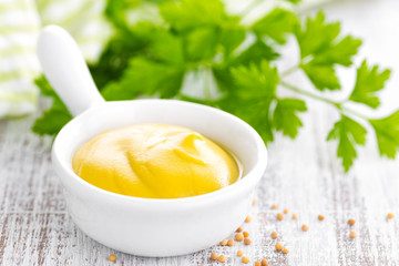 Mustard on white background