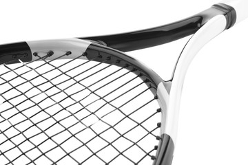 Tennis racket on white background, closeup