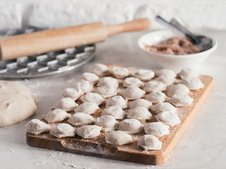 Process of making homemade pelmeni