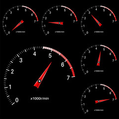 Tachometer scale on black background