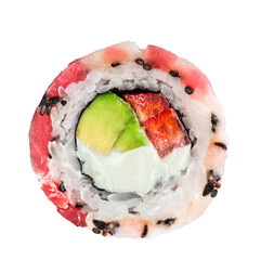 Roll with tuna, scallop, avocado and strawberry - 182260487