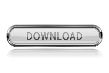 Download button with chrome frame. Long oval white icon