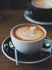coffee latte art in coffee shop.