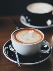 coffee latte art in coffee shop.
