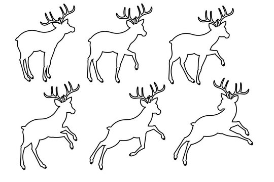 Deer stencil, pattern for santa claus harness, christmas decor .Vector illustration.