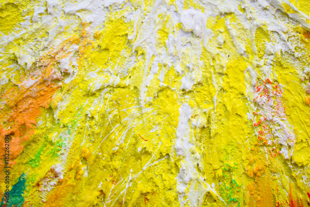 Wall mural Thick pasty paint and abstract yellow and white color