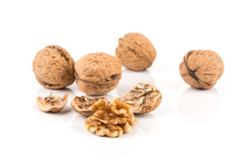 Walnut nut on white