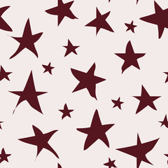 Hand drawn stars doodle seamless pattern. Hand drawn ink illustration. Simple background with stars for decoration.